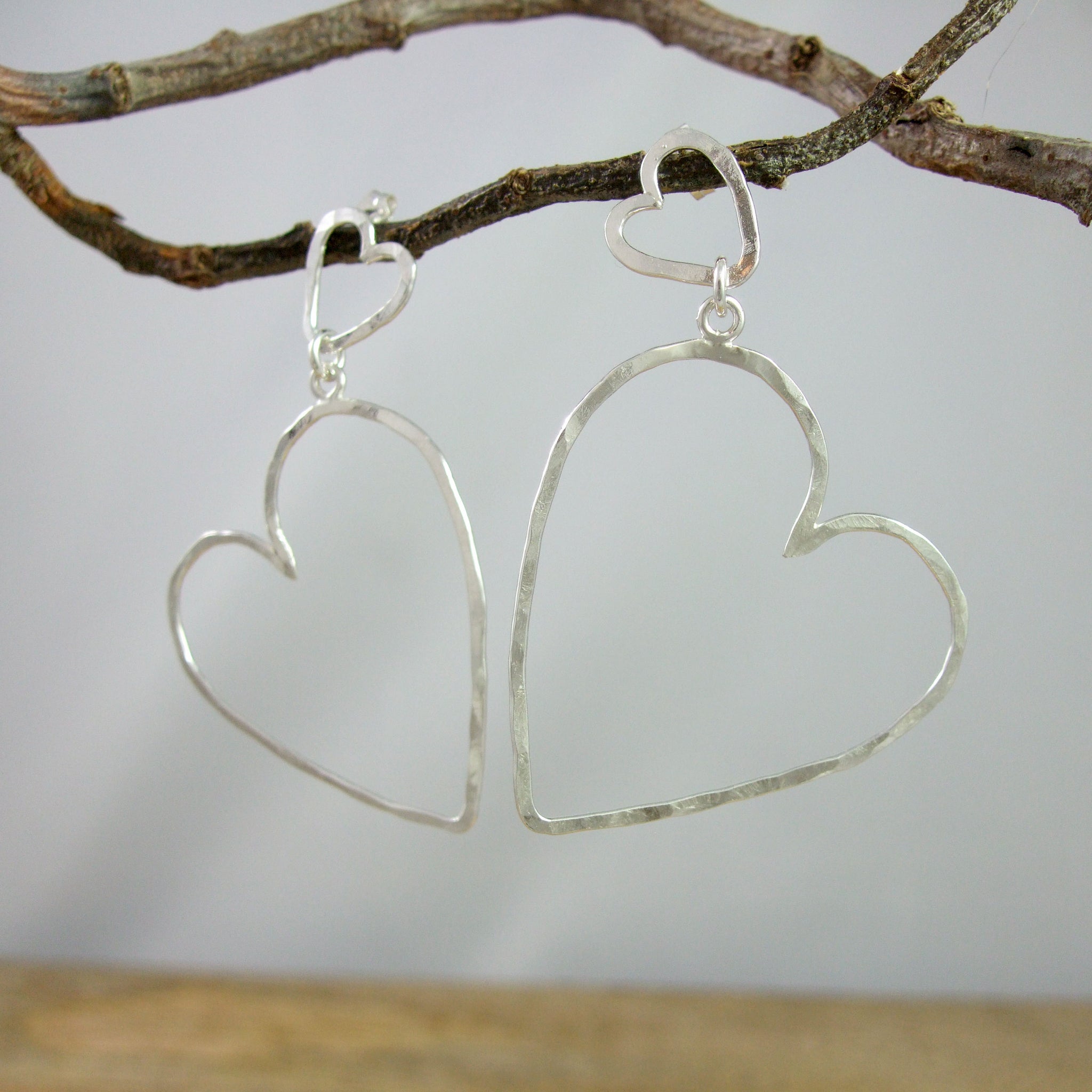 Hammered heart earrings - Brett & Leni Jewellery